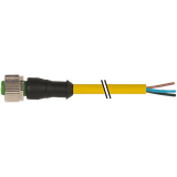 M12 female 0° A-cod. with cable PUR 3x0.34 ye UL/CSA+drag 0.6m