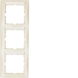 Frame 3gang vert., lab. field, S.1, white glossy