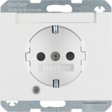Schuko socket with LED and label holder K.1 polar white, glossy