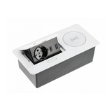 Furniture socket AVARO PLUS, 1xSHUKO, USB A+C, inductive charging device 5 W, cable 1.5 m, white