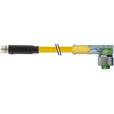 M8 male 0° snap-in/M12 fem. 90° A-cod.screw-in LED PVC 3x0.25 ye  6m