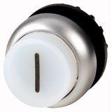 M22-DLH-W-X1 Illuminated pushbutton actuator, RMQ-Titan, Extended, momentary, White, inscribed 1, Bezel: titanium
