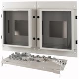 XM2N44W10C-55-XR Front plate, 2xNZM4, 4p, withdrawable + remote operator, W=1000mm, IP55, grey