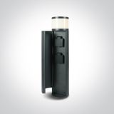 ANTHRACITE LED BOLLARD 49cm 3W WW IP44 230V 2x SCHUKO sockets Max 1000W each