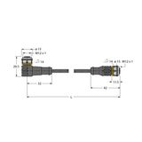 Actuator and Sensor Cable, PVC Extension Cable   WKC4T-P7X2-12-RSC4T/TEL