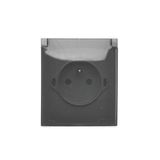 IP44 single socket outlet - transparent flap, dark grey, 16A