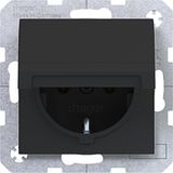 SCHUKO wall socket, self-closing compartment, push-in terminal, A.x/C.x black and white material