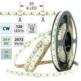 LED strip SMD5050 CW, 120LED/m, 28,8W/m, 2572lm/m, IP20, DC 24V, 12mm, 50m
