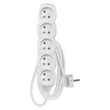 Extension Cord 1.5 m / 5 sockets / white / PVC / 1 mm2
