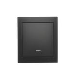 Single contact push button illuminated without pictogram IP44, 10AX, black matt