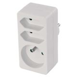 Multiple Socket 2× rectangular + 1× round, white
