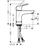 Focus 100 basin mixer without pop-up, chrome