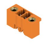 PCB plug-in connector, male header, Flange, THT solder connection, 3.81 mm, Number of poles: 2, 180°, Solder pin length (l): 3.2 mm, tinned, orange, Box