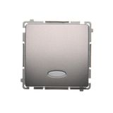 Single switch with indicator light, with indicator light LED not replaceable Color: blue, (module), 10AX, quick connection, Inox, metallized
