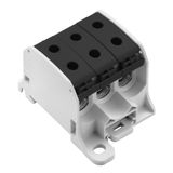 Potential distributor terminal, Screw connection, black, 50 mm², 150 A, 1000 V, Number of connections: 6, Number of levels: 1