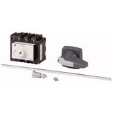 Main switch, P3, 100 A, rear mounting, 3 pole + N, 1 N/O, 1 N/C, STOP function, Lockable in the 0 (Off) position, With metal shaft for a control panel