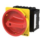 P3 Main switch, 80 A,Flush mounting, 3 pole, Form EA/SVB, Red, Door co