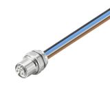 Built-in plugs, M12, Female socket, straight, Mounting thread: M 16 x 1.5, Number of poles: 5, Strand / cable length: 0.3 m, Rear panel mounting