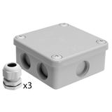 K85, bakelite junction box, colour-grey, IP54, 500V, 7 entrances, with 3xPG16 cable glands