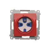 DATA single socket outlet with socket access element, (module), 16A, 250V, Screw, red