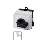 T0-1-15411/IVS ON-OFF switches, T0, 20 A, service distribution board mounting, 1 contact unit(s), Contacts: 1, 45 °, maintained, Without 0 (Off) position, STOP-START
