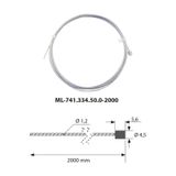 Suspension steel cable, 1.2x2000mm, ended with a roller 4.5x5.5mm