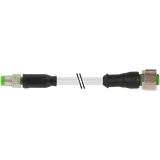 M8 male 0° / M12 female 0° A-cod. PUR 3x0.25 gy 7.5m