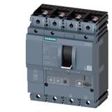 circuit breaker 3VA2 IEC Frame 250 breaking capacity class M Icu=55 kA @ 415 V 4-pole, line protection ETU320, LI, In=250 A overload protection Ir=100 A...250 A  3VA2225-5HL42-0DA0