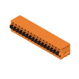 Printed circuit board terminals, 5.08 mm, Number of poles: 16, 90°, Solder pin length (l): 3.5 mm, tinned, orange, PUSH IN with actuator, Clamping range, max. : 2.5 mm², Box