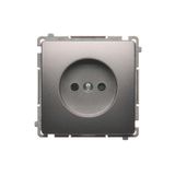 Single socket outlet without earthing, with shutters, Inox, metallized, 16A