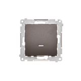 Two-way switch with LED illumination without pictogram, (module), 16AX, Screw, Bronze matt, metalic