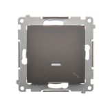 Two-way switch with LED illumination, (module), 16AX, Screw, Bronze matt, metalic