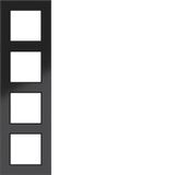 Cover frame 4-way, A.8, glossy black glass