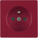 Center piece for socket with ground pin with touch protection, Berker Q.x, red, velvet