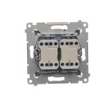 Double socket outlet with Schuko earthing and shutters, Complete product, 16A, Screw, champagne matt