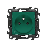 Socket outlet with earthing and shutters, Push In system, (module), Simon 24, IP20, 16A, antibacterial green