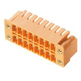 PCB plug-in connector, male header, Flange, THT solder connection, 3.81 mm, Number of poles: 30, 90°, Solder pin length (l): 3.2 mm, tinned, orange, Box