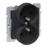 2X2P+E SOCKET FRENCH STANDARD AUTO TERMINALS SHUTTERED (SPECIFIC POLISH) BLACK