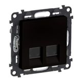 Double RJ45 socket category 6A STP with claws mat black Valena Life