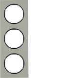 Frame 3gang, R.3, stainless steel/black