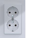 Double SCHUKO wall socket, high, A.1, titanium