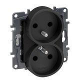 2X2P+E FRENCH SOCKET WITH SHUTTERS SCREW TERMINALS BLACK