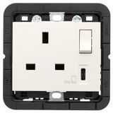 2P+E13ABS socket+red switch +C-USB white