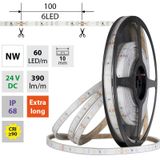 LED strip SMD2835 NW, 60LED/m, 4,8W/m, DC 24V, 390lm/m, CRI90, IP68, 10mm, 5m