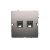 RJ11 double telephone socket, (module), Inox, metallized