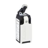 Limit switch, K series, roller centre push lever, 1 bottom cable entry. Dimensions to EN 50047, plastic body, contacts 2NC snap action. Metal roller