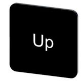 Labeling plate 22 x 22 mm, label black, labeling: Up
