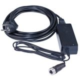 Power supply, table power supply, ~60W, with 5m power cable, output fixed voltage 24V DC, M12 sensor socket A-coded, straight