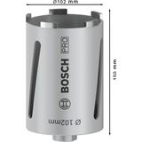 Diamond dry core cutter G 1/2" 102 mm, 150 mm, 5 segments, 7 mm