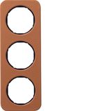 Frame 3gang, R.1, brown/black glossy, embossed leather